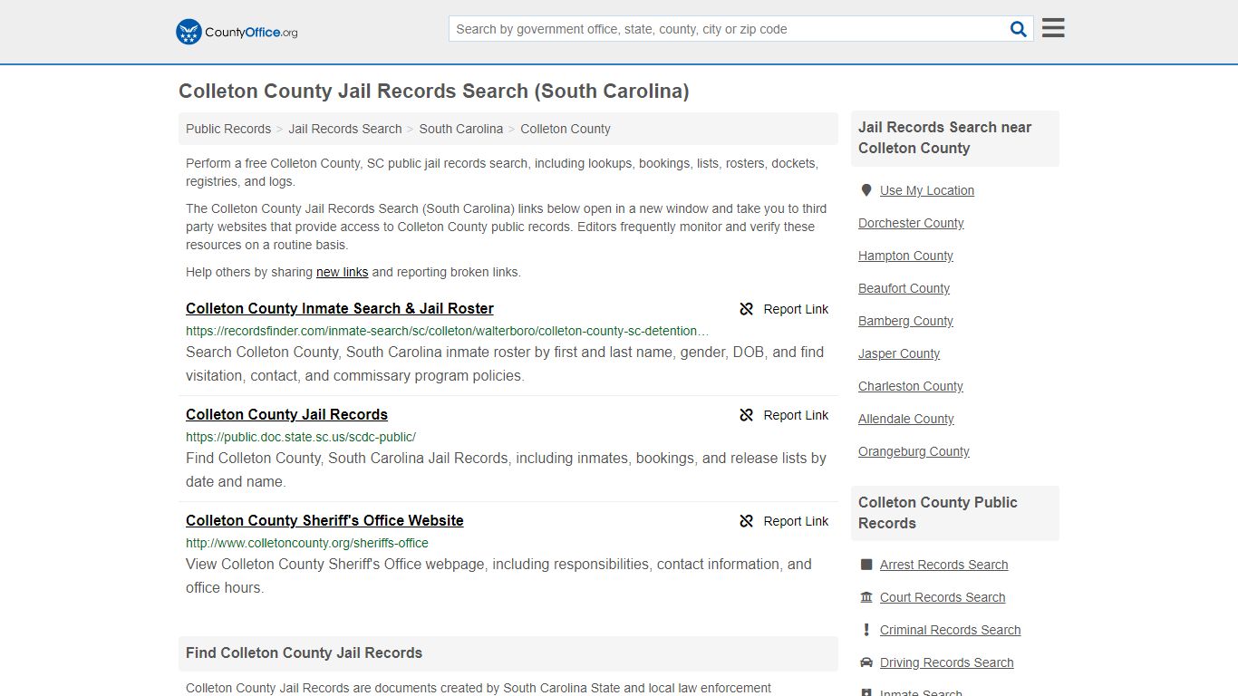 Jail Records Search - Colleton County, SC (Jail Rosters ...